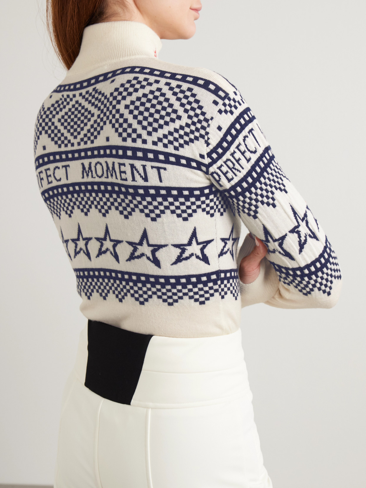 Perfect Moment Intarsia-knit Merino Wool Bodysuit Xl In White