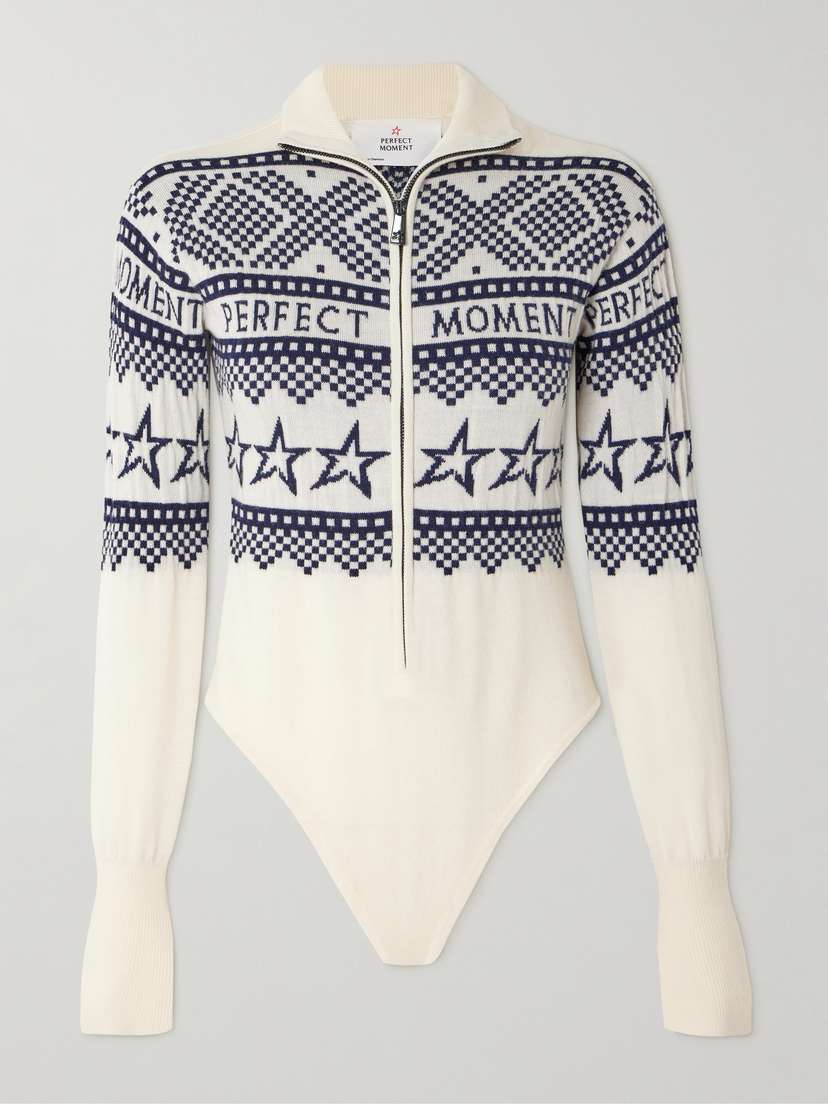 Perfect Moment Holiday Intarsia Merino Wool Bodysuit