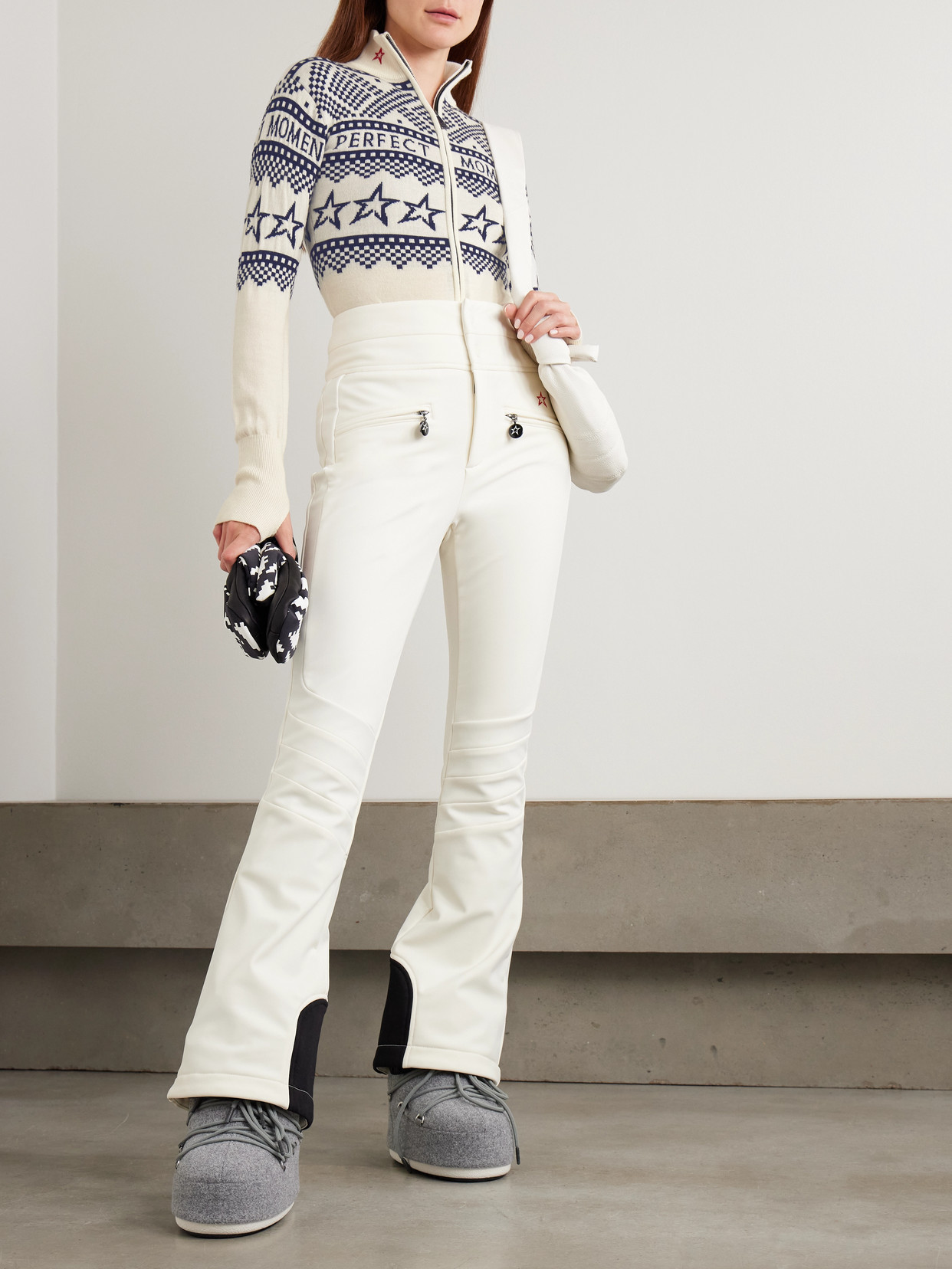 Perfect Moment Intarsia-knit Merino Wool Bodysuit Xl In White