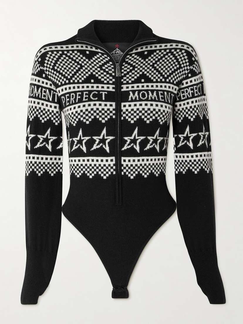 Perfect Moment Holiday Intarsia Merino Wool Bodysuit