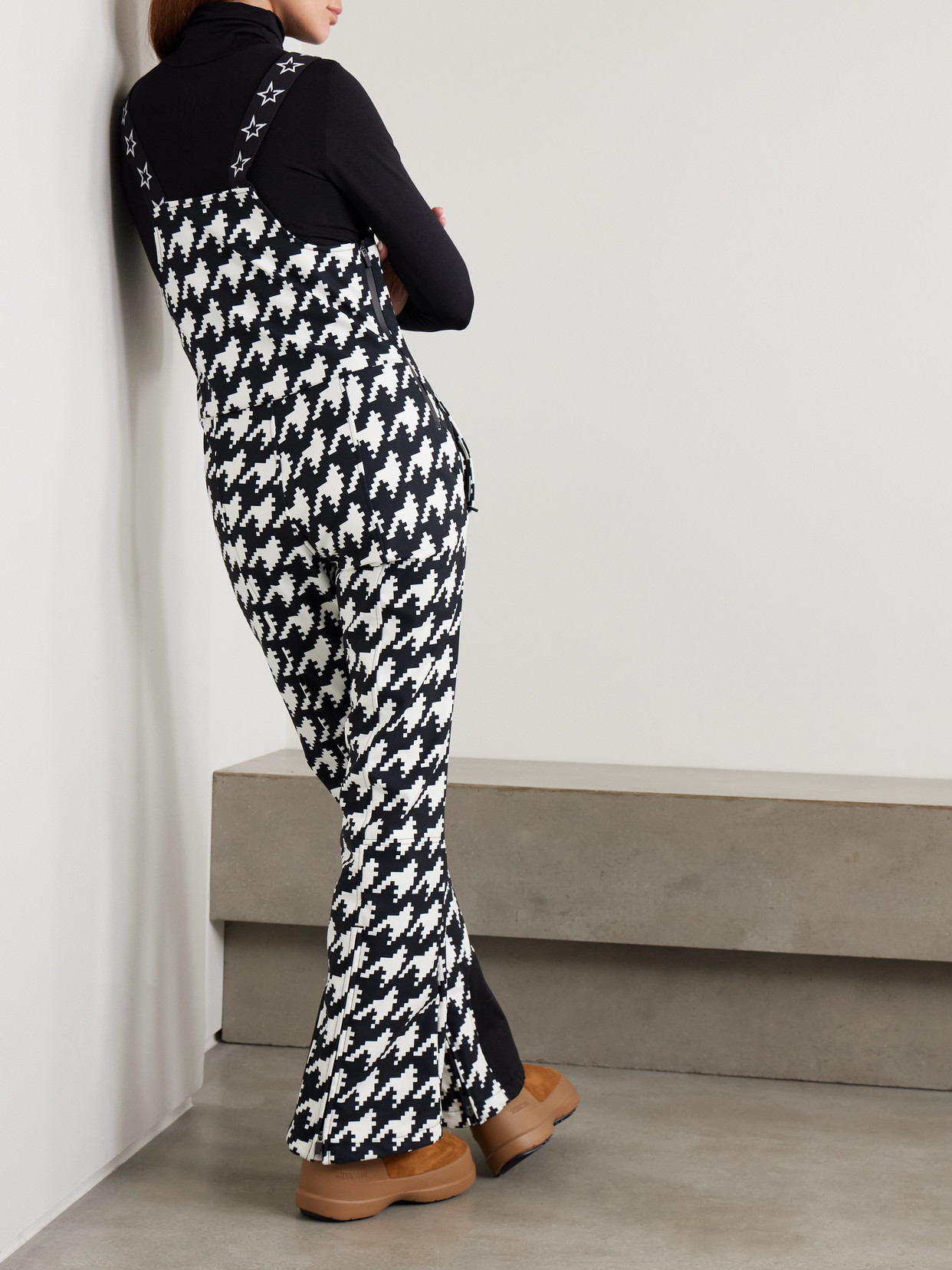 Perfect Moment Jg Houndstooth Ski Salopettes In Black