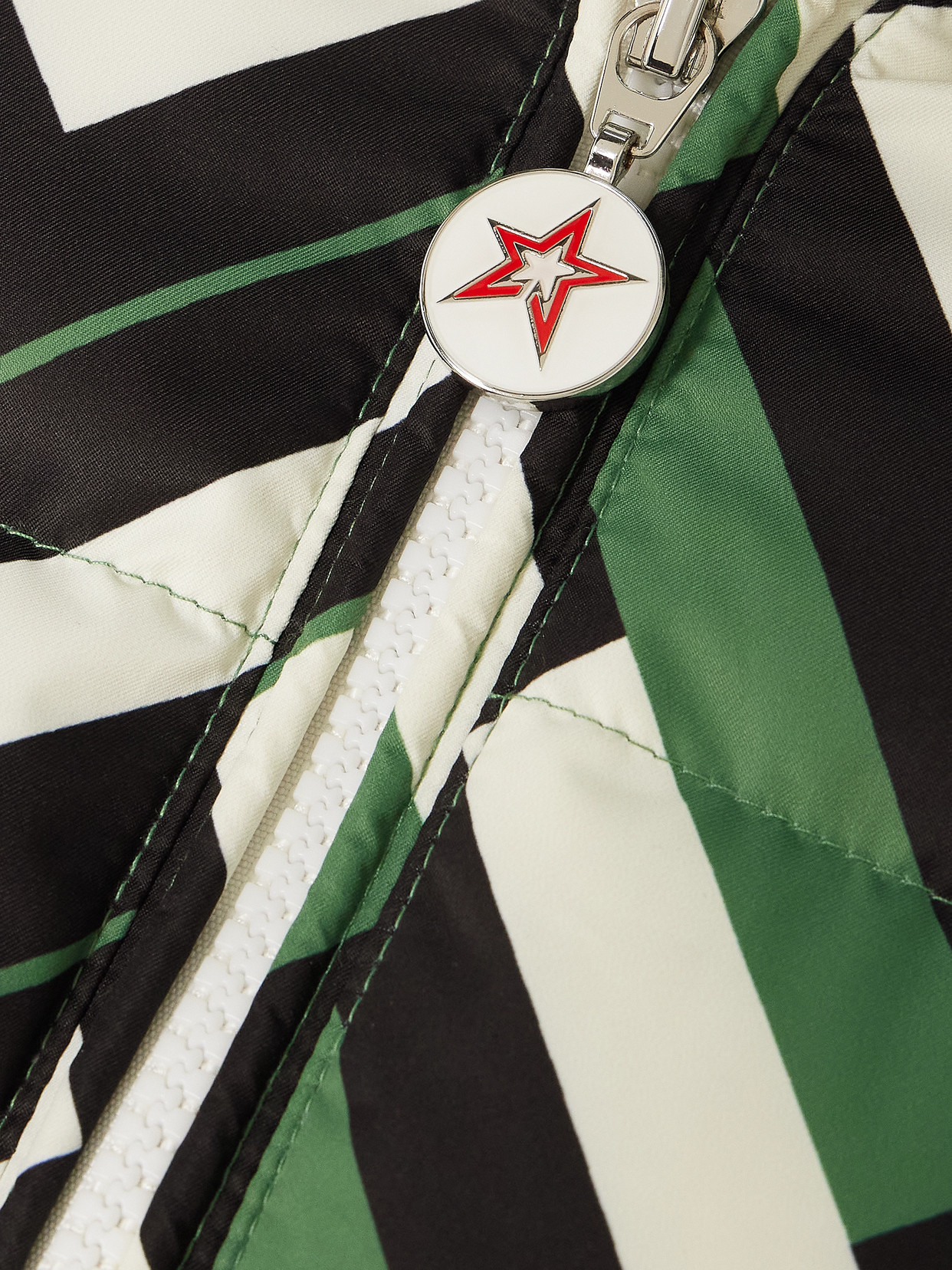 Perfect Moment Polar Flare Quilted Printed Down Ski Jacket In Green