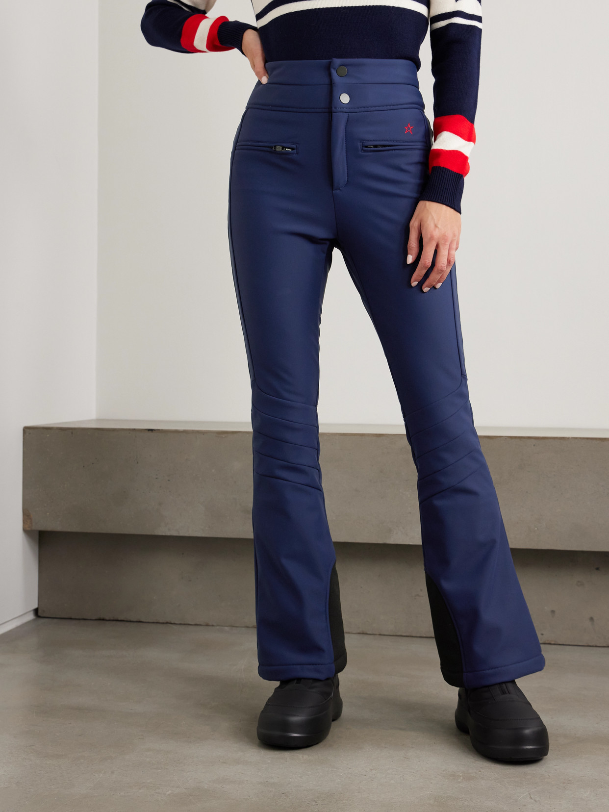 Perfect Moment Aurora Embroidered Bootcut Ski Pants In Blue
