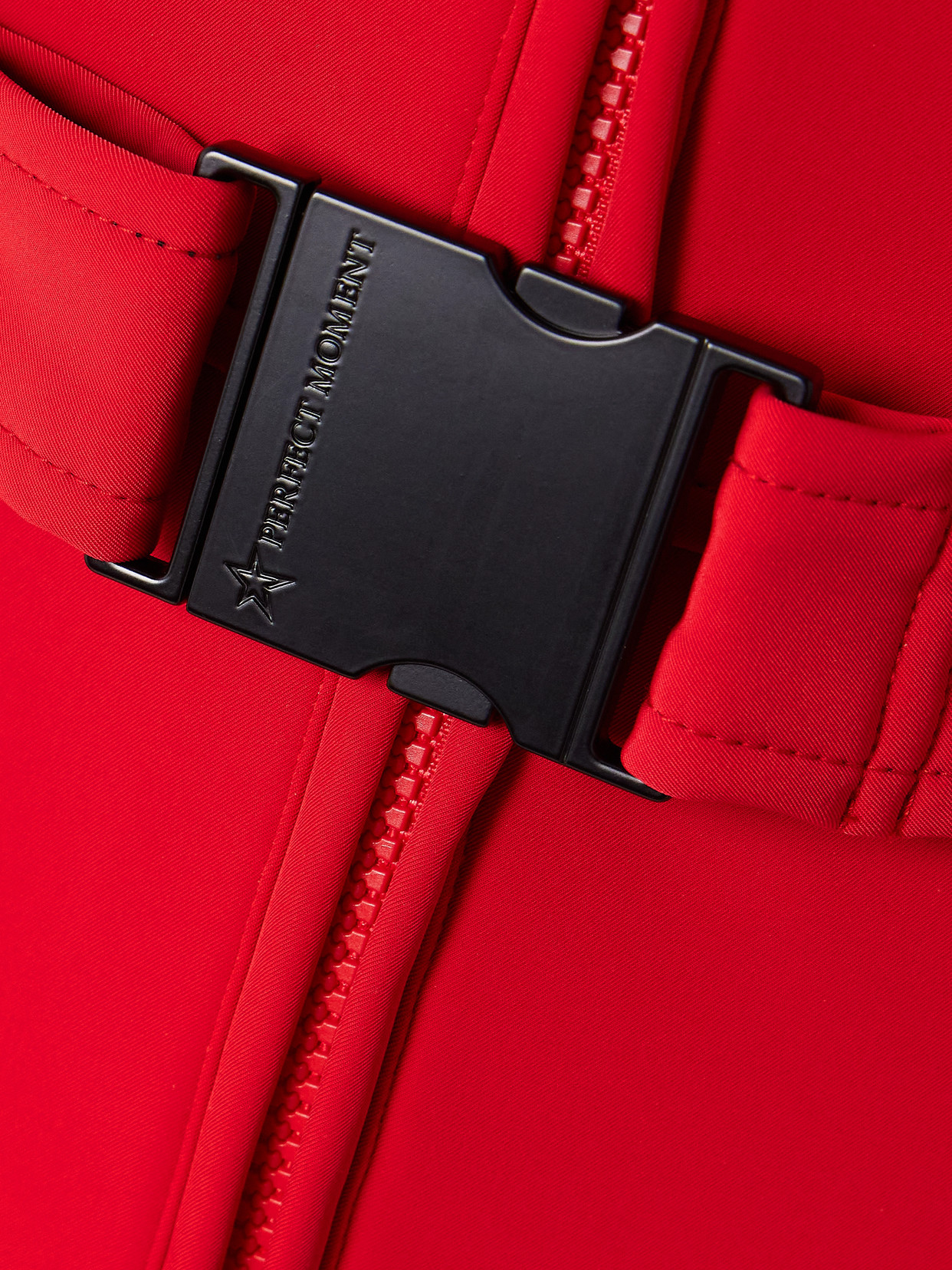 Perfect Moment Jg Belted Padded Down Ski Suit In Red