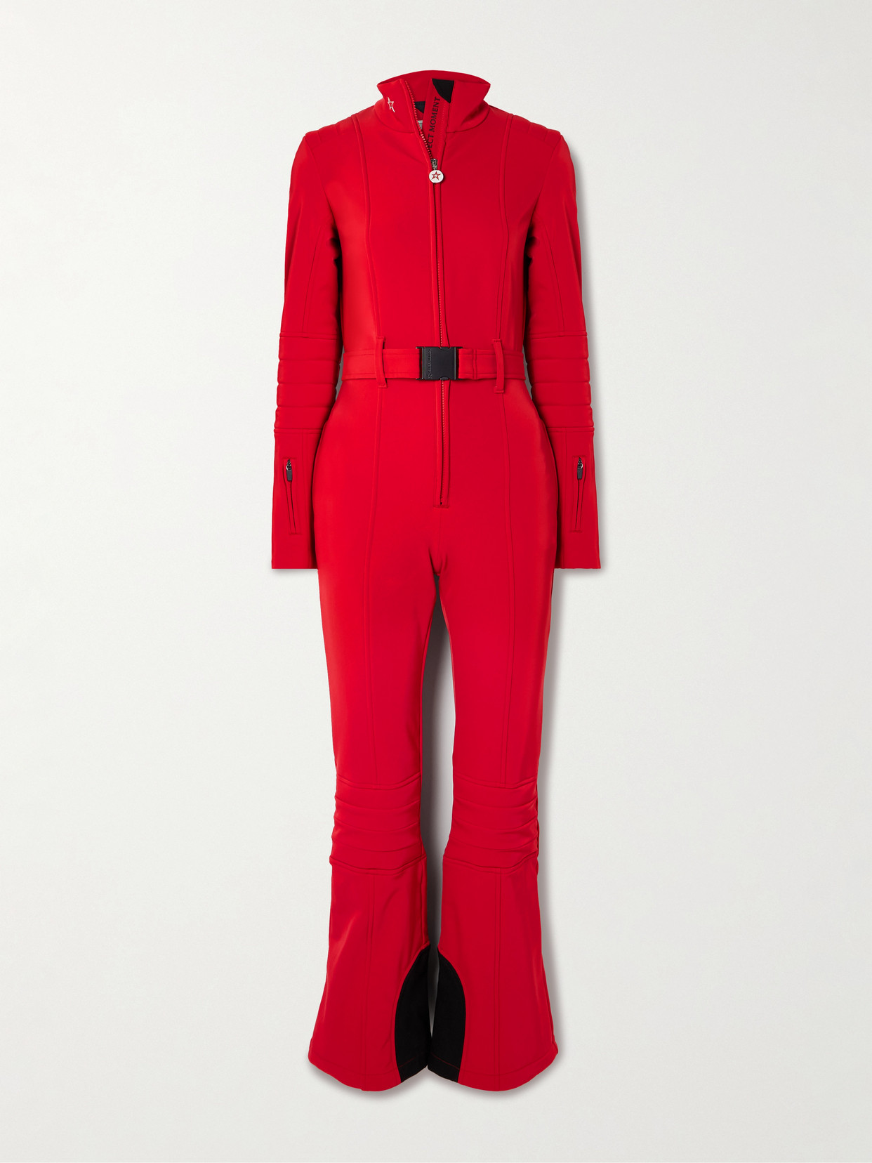 Perfect Moment Jg Belted Padded Down Ski Suit In Red