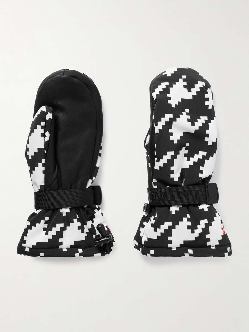 Perfect Moment Davos Two-tone Printed Padded Shell And Leather Mittens