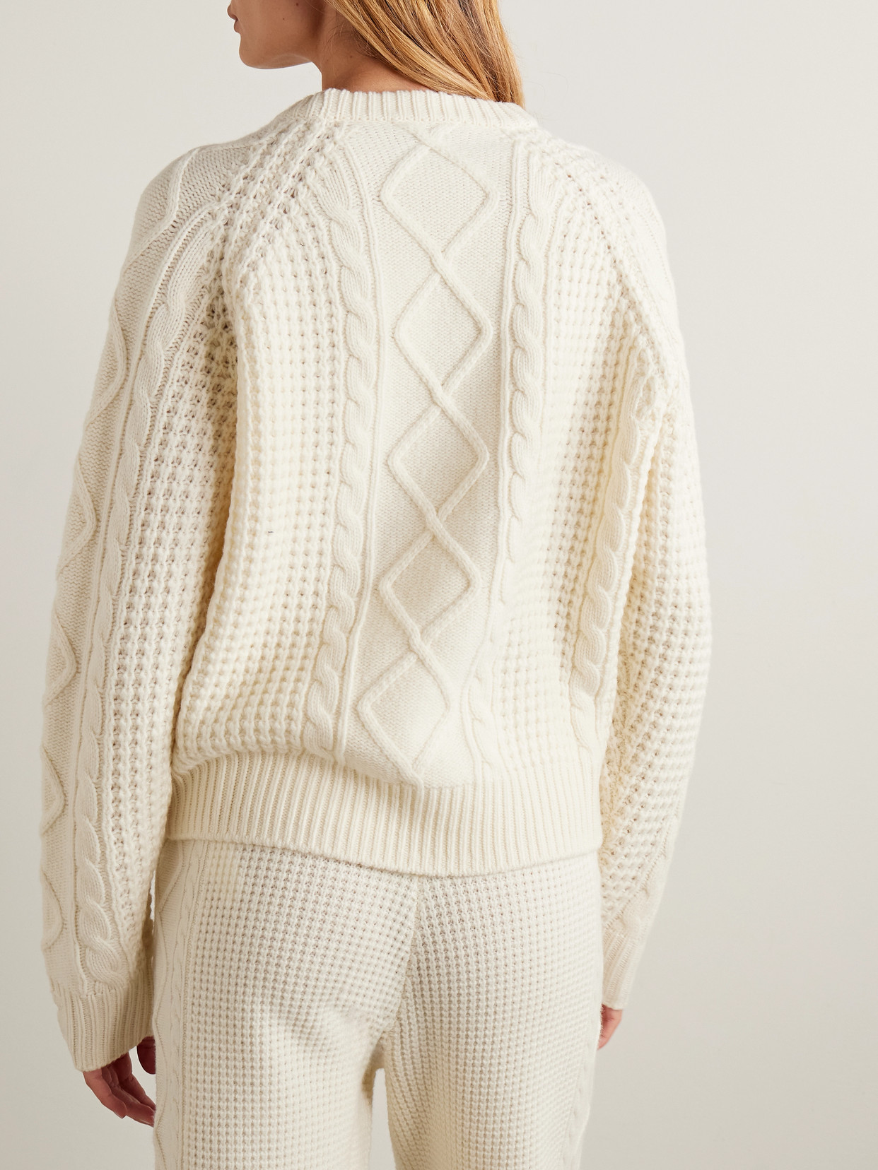 Perfect Moment Crystal Cable-knit Merino Wool Sweater In White