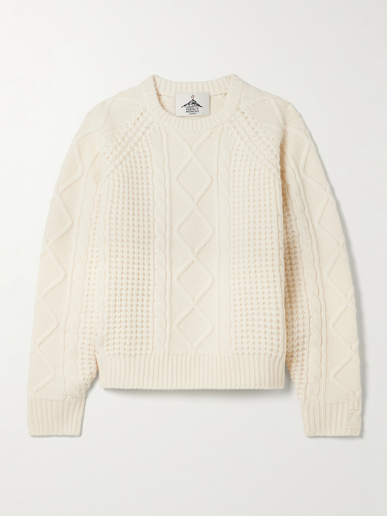 Perfect Moment Crystal Cable-knit Merino Wool Sweater In White