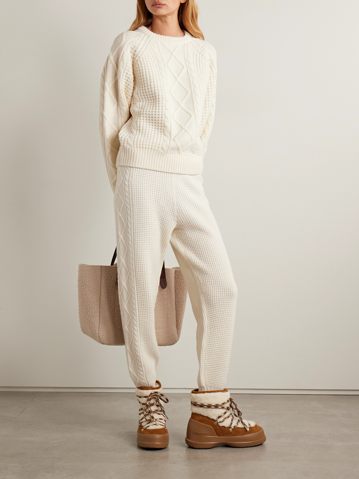 Perfect Moment Crystal Cable-knit Merino Wool Sweater In White