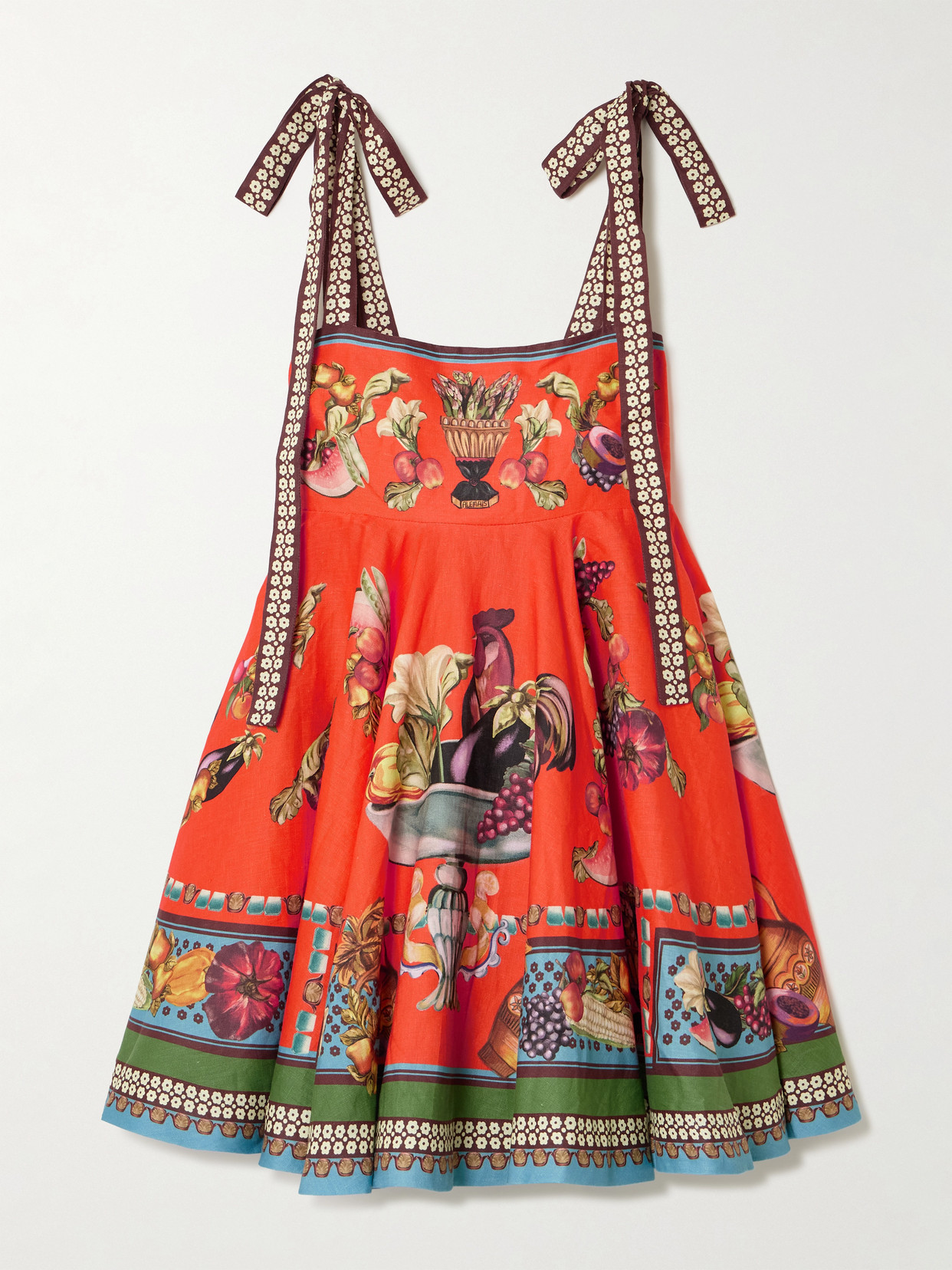 Alemais Rocco Printed Linen Mini Dress In Orange