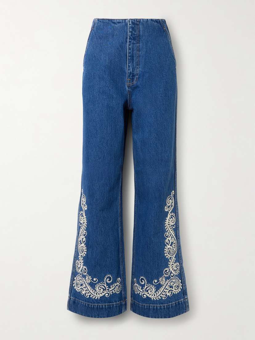 ALEMAIS Jacones Embroidered Mid-rise Straight-leg Jeans