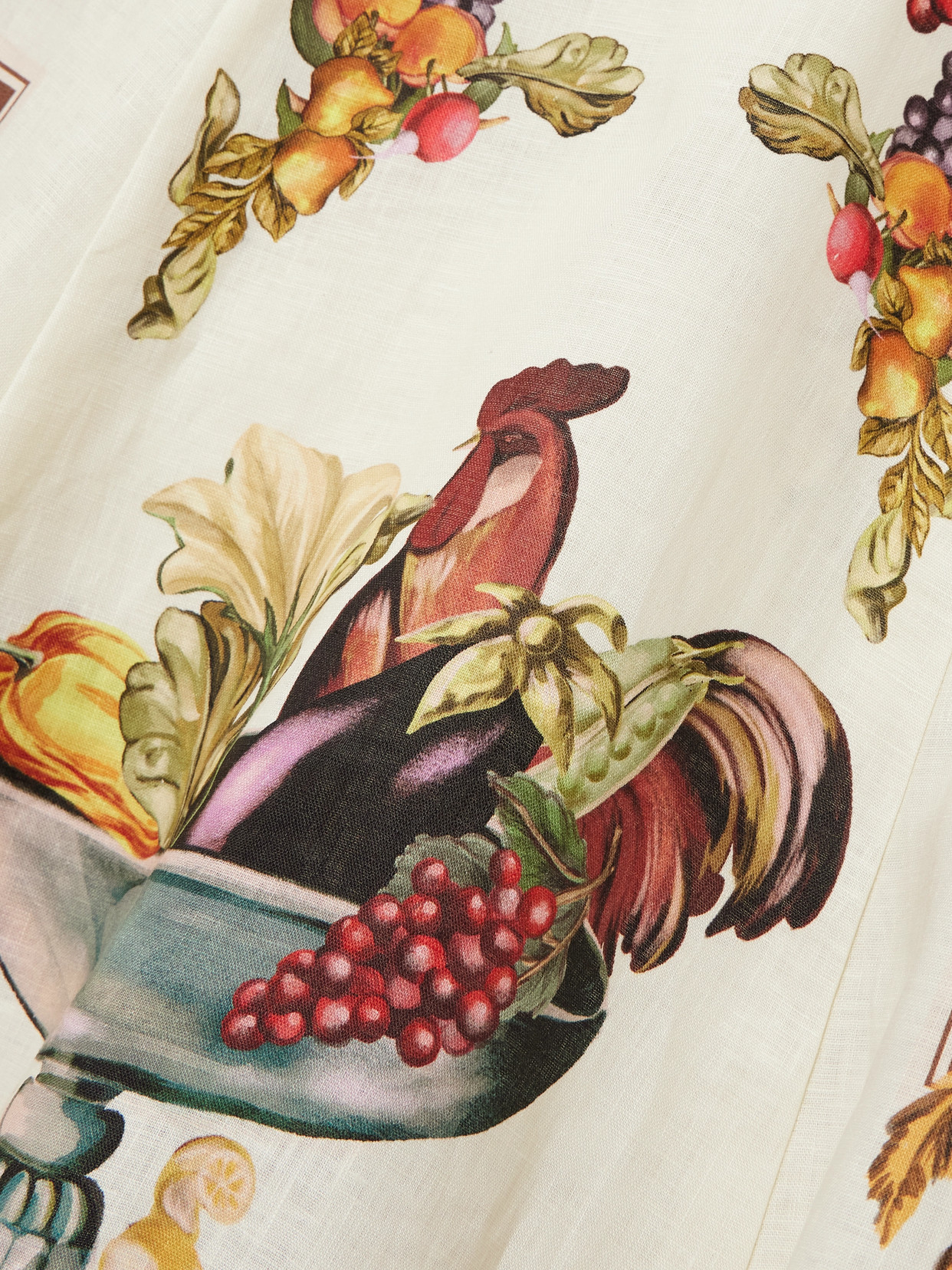 Alemais Mercado Fruit-print Puff-sleeve Midi Dress In Neutral