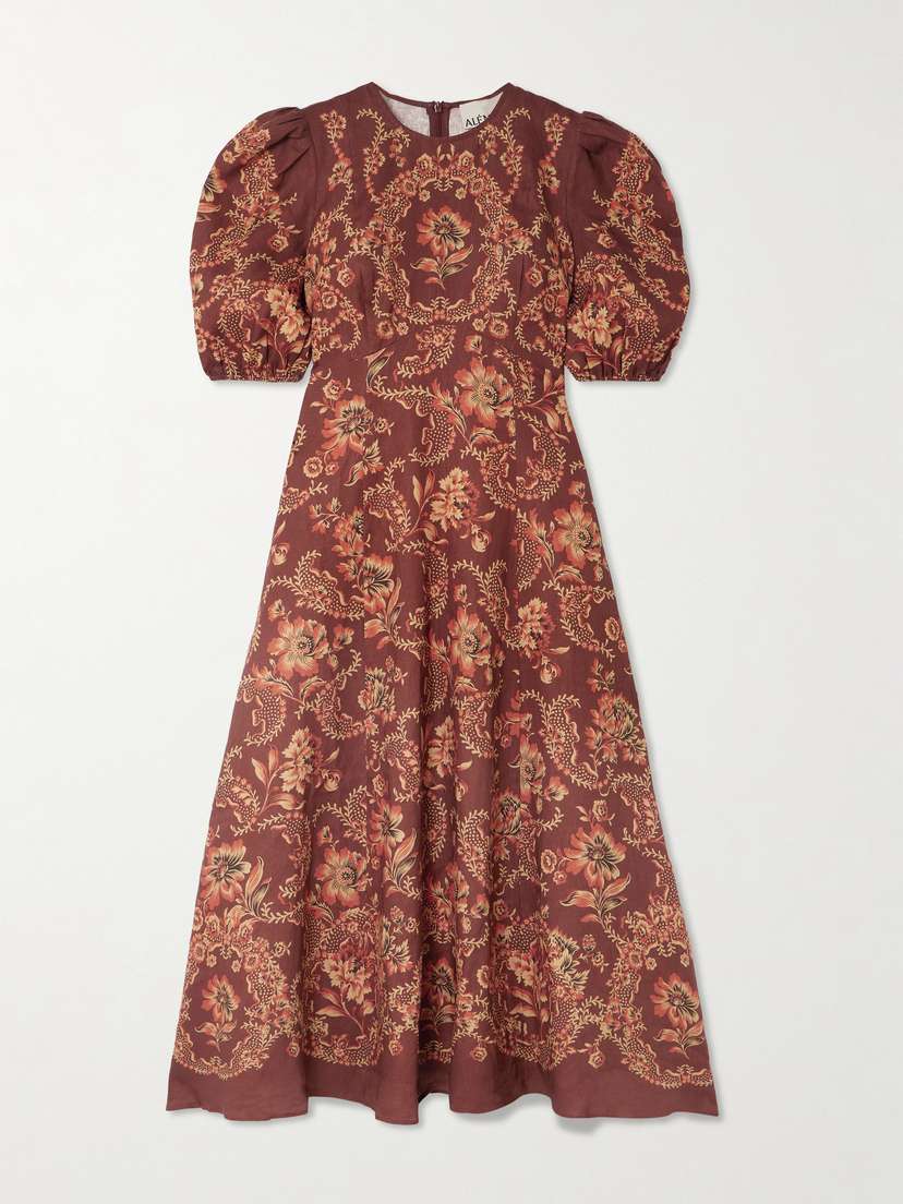 ALEMAIS Seraphina Printed Linen Midi Dress
