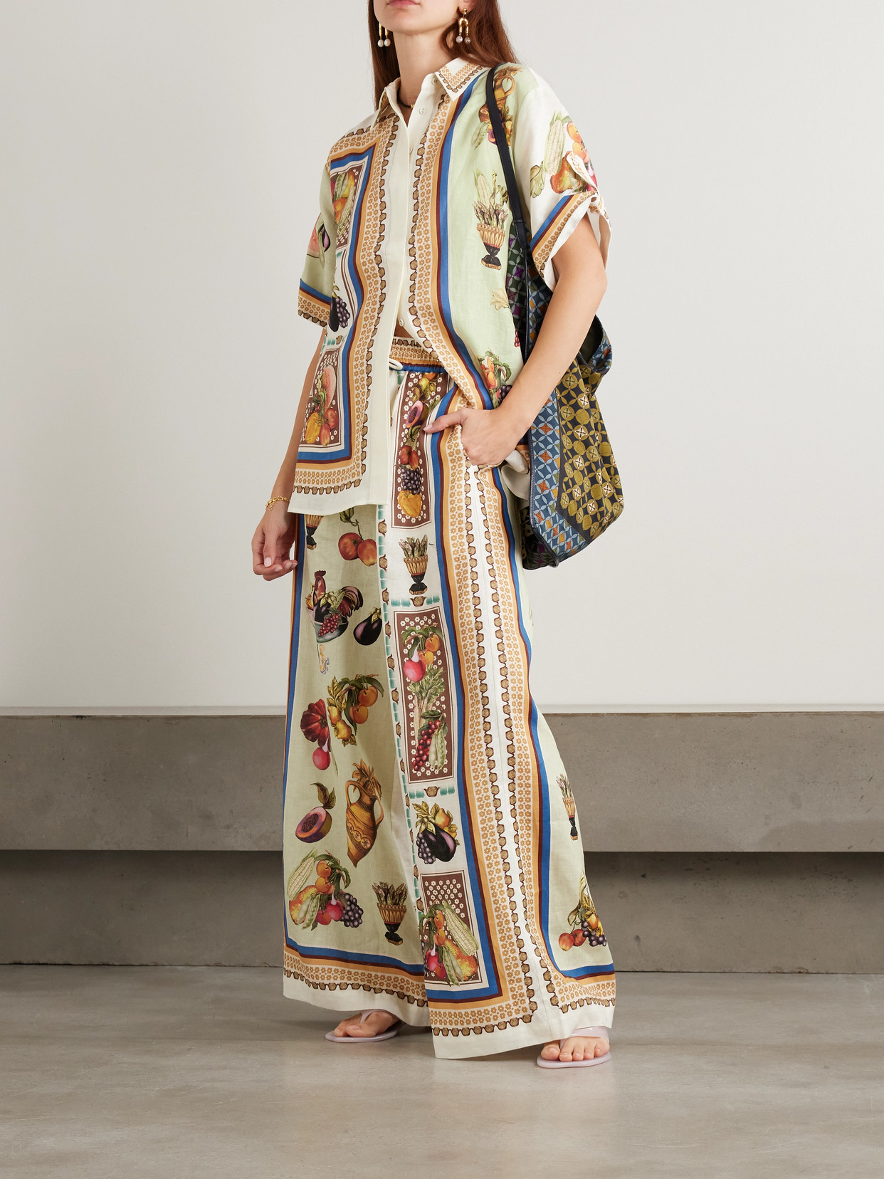 Alemais Mercado Printed Linen Shirt In White