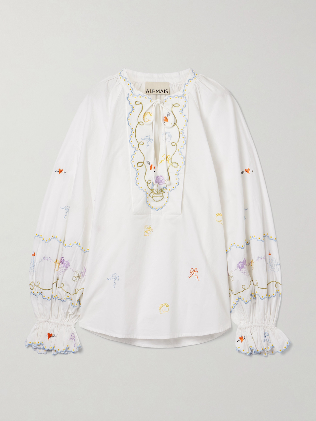 Alemais Giulia Oversized Embroidered Organic Cotton-poplin Blouse In White