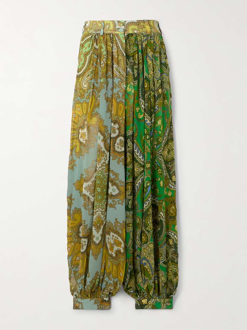 ALEMAIS Clemenza Pleated Paisley-print Crepe Tapered Pants