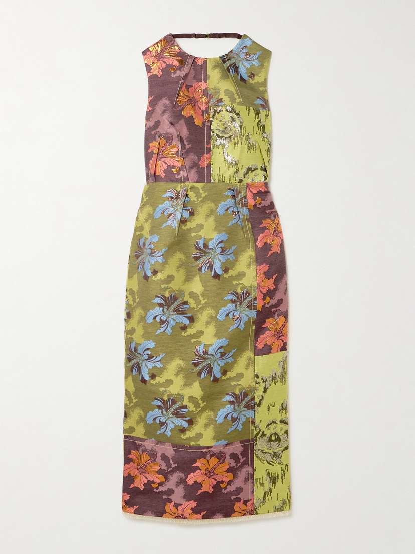 ALEMAIS Adriana Paneled Floral-brocade Midi Dress
