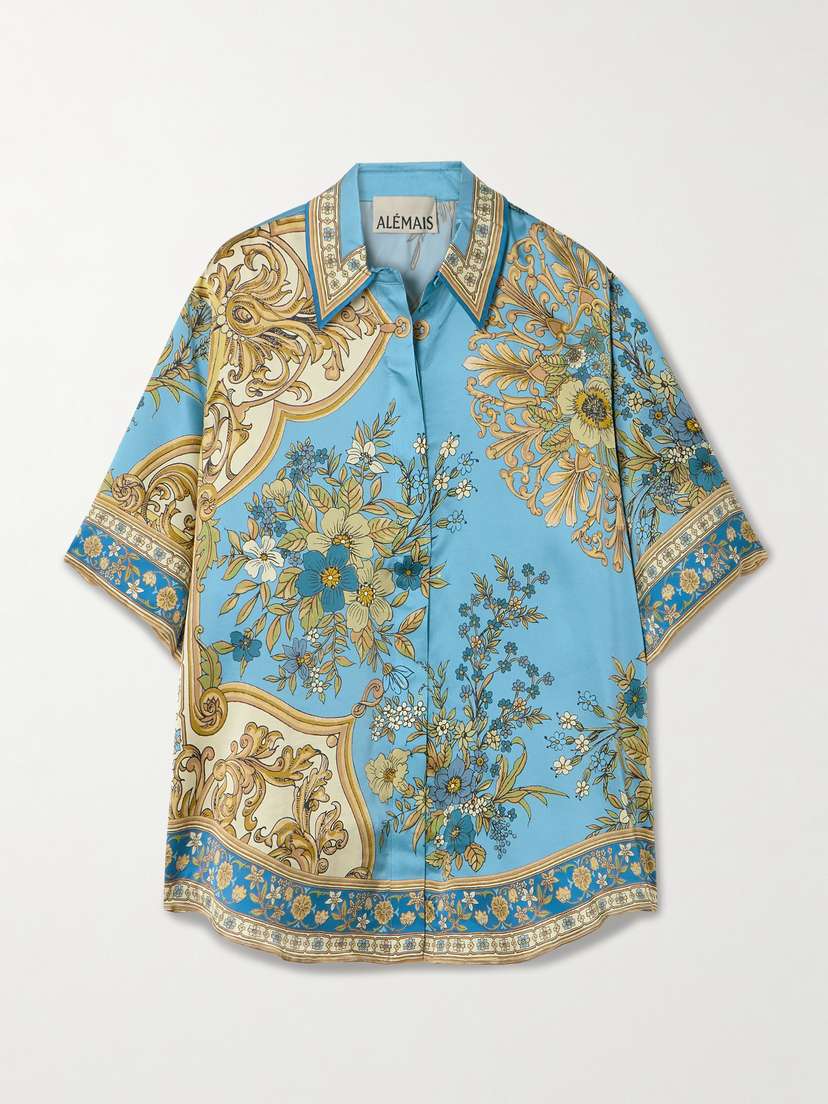 ALEMAIS Cassie Printed Silk-satin Shirt