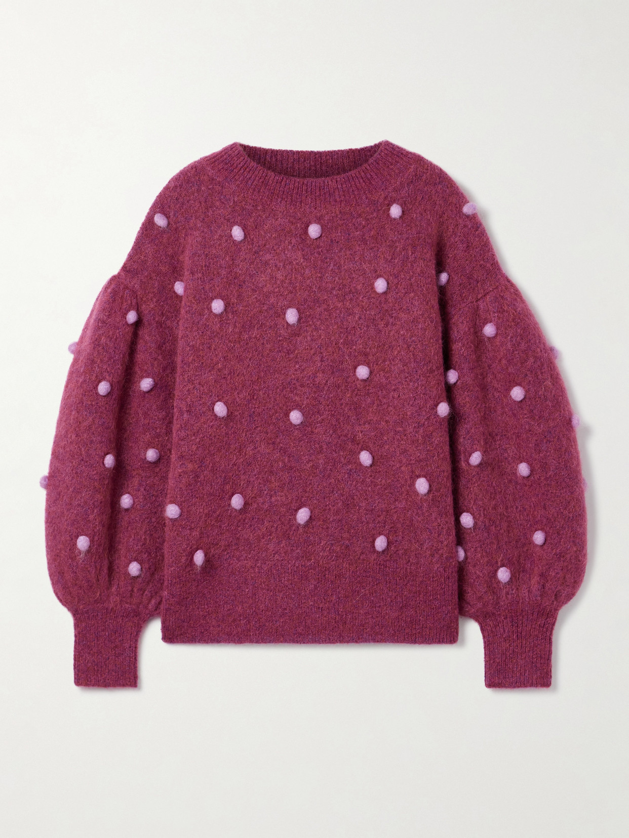 Alemais Elia Pompom-embellished Knitted Sweater In Red