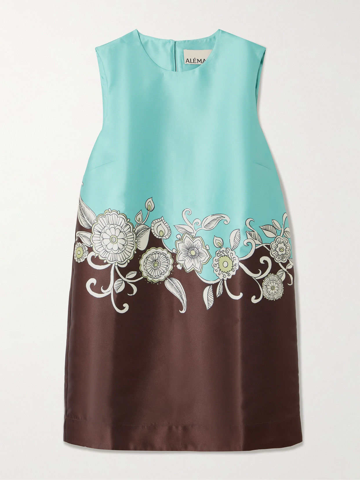 Alemais Gia Floral-print Recycled Satin-twill Mini Dress In Brown