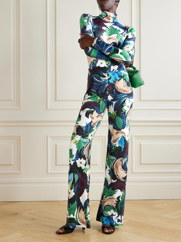 MARY KATRANTZOU Bryne printed stretch-jersey wide-leg pants