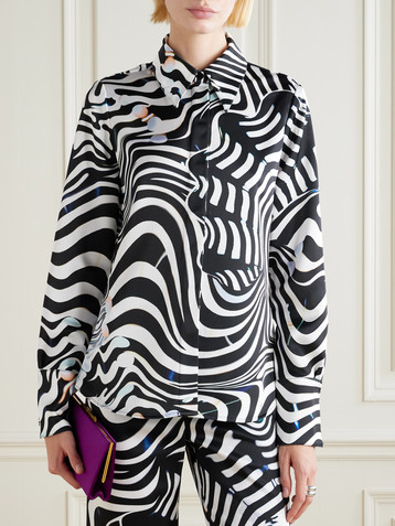 MARY KATRANTZOU Alcott zebra-print satin blouse