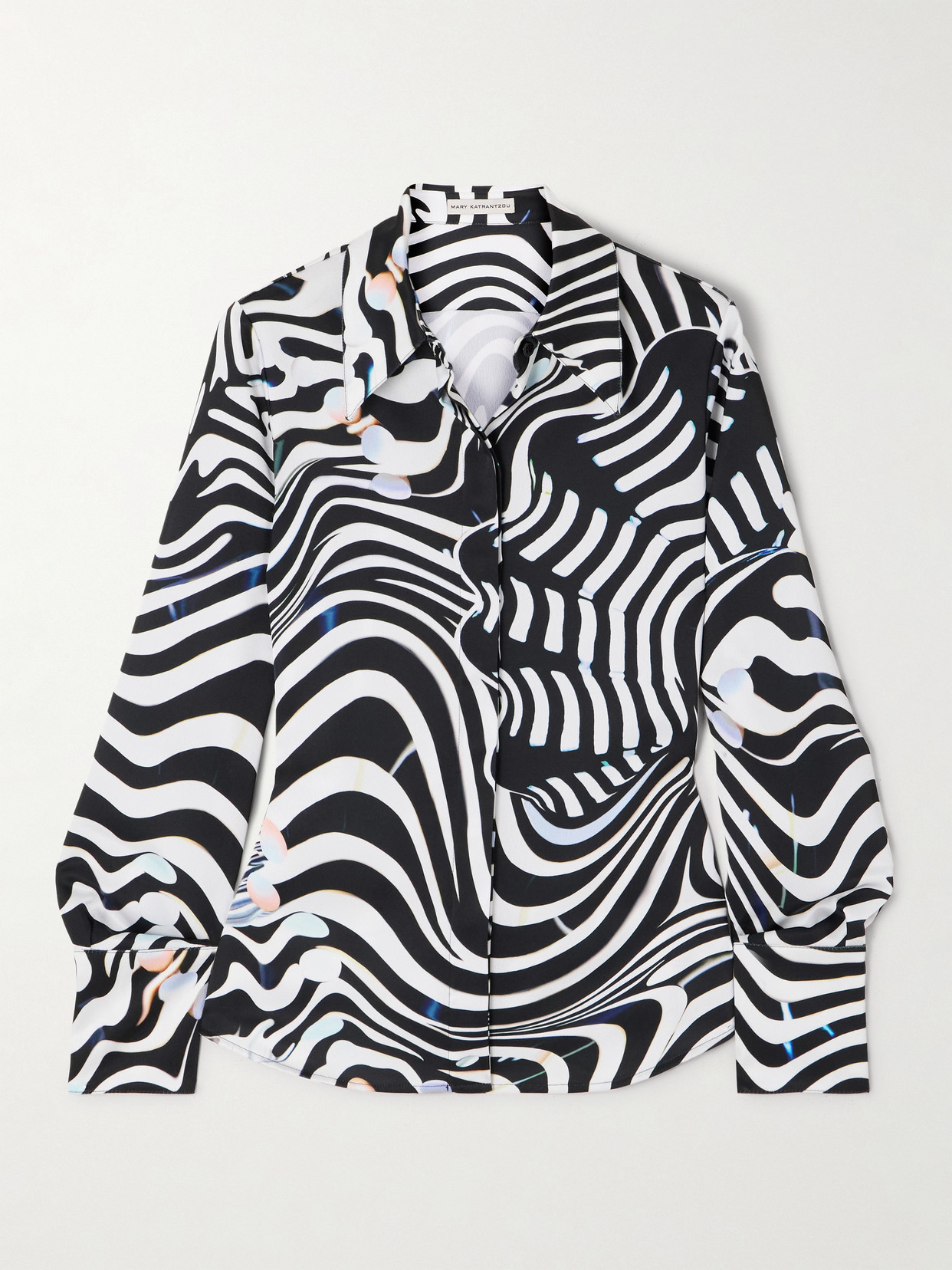 Mary Katrantzou Alcott Zebra-print Satin Blouse In Black