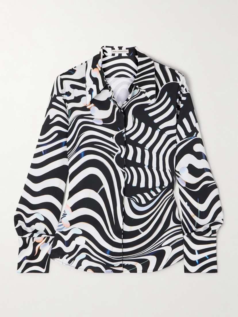 Mary Katrantzou Alcott Zebra-print Satin Blouse
