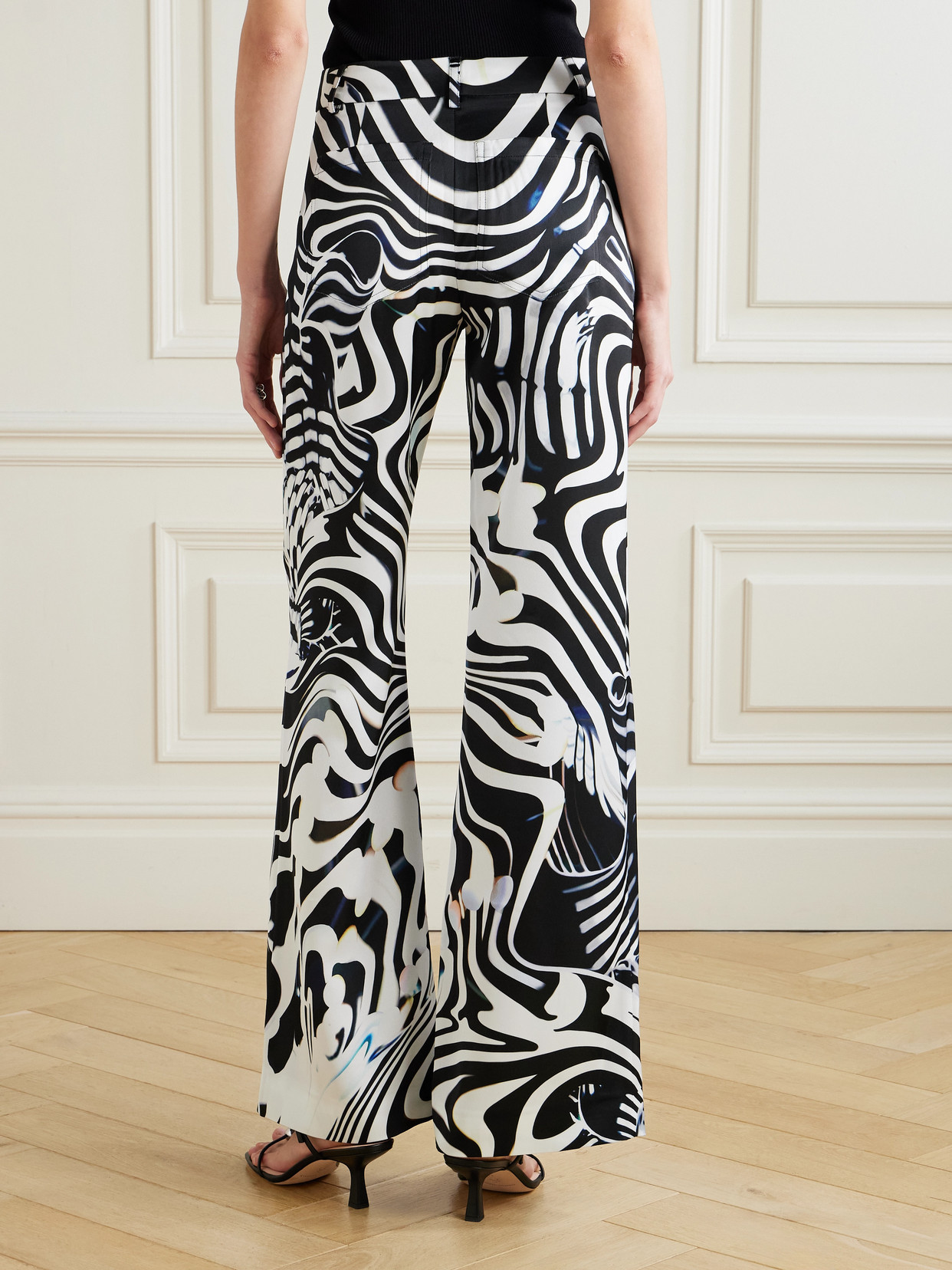 Mary Katrantzou Bryne Zebra-print Stretch-jersey Wide-leg Pants In Black