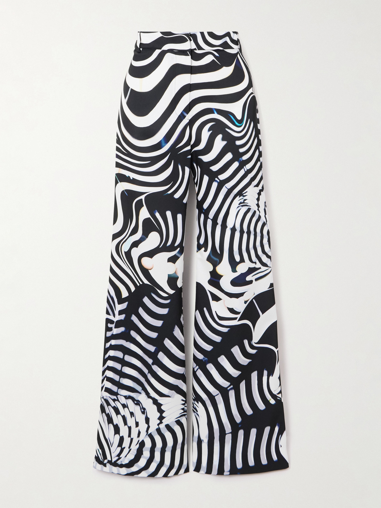 Mary Katrantzou Bryne Zebra-print Stretch-jersey Wide-leg Pants In Black