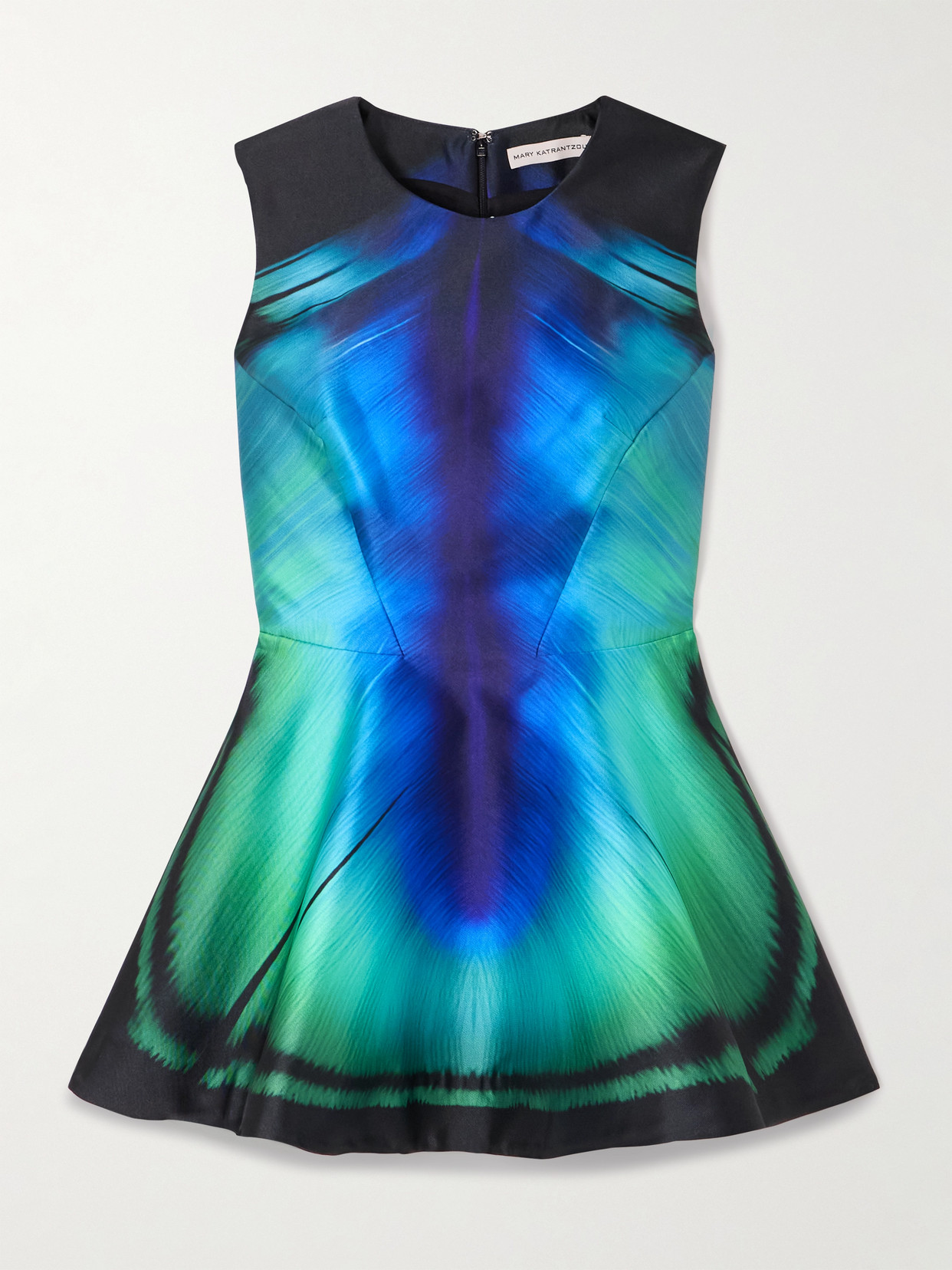 Mary Katrantzou Printed Twill Peplum Blouse In Blue