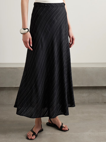 Proenza Schouler White Label Kaia belted striped voile midi skirt