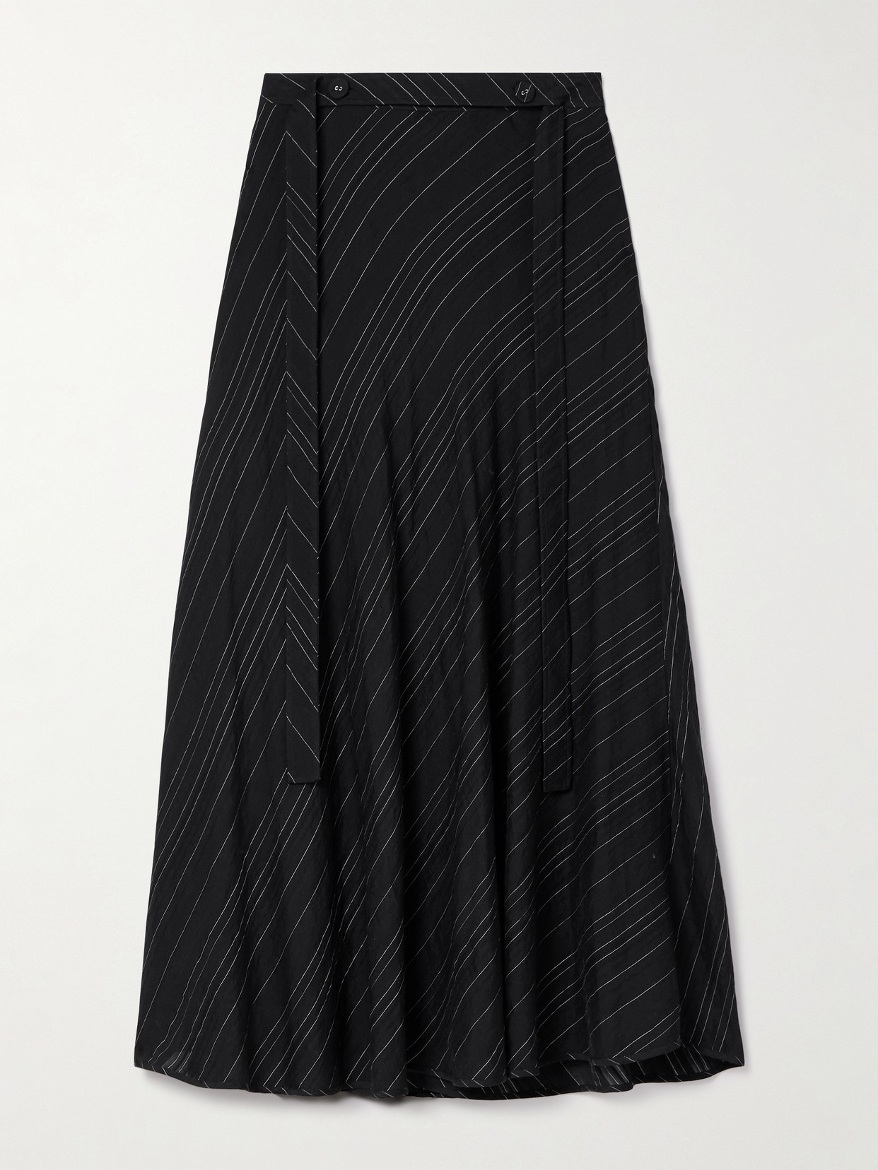 Proenza Schouler White Label Kaia Belted Striped Voile Midi Skirt In Black