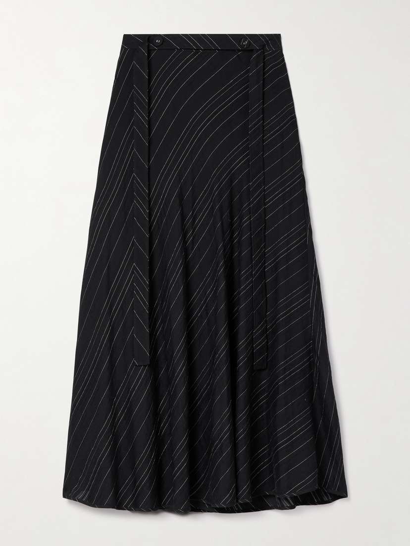 Proenza Schouler White Label Kaia Belted Striped Voile Midi Skirt