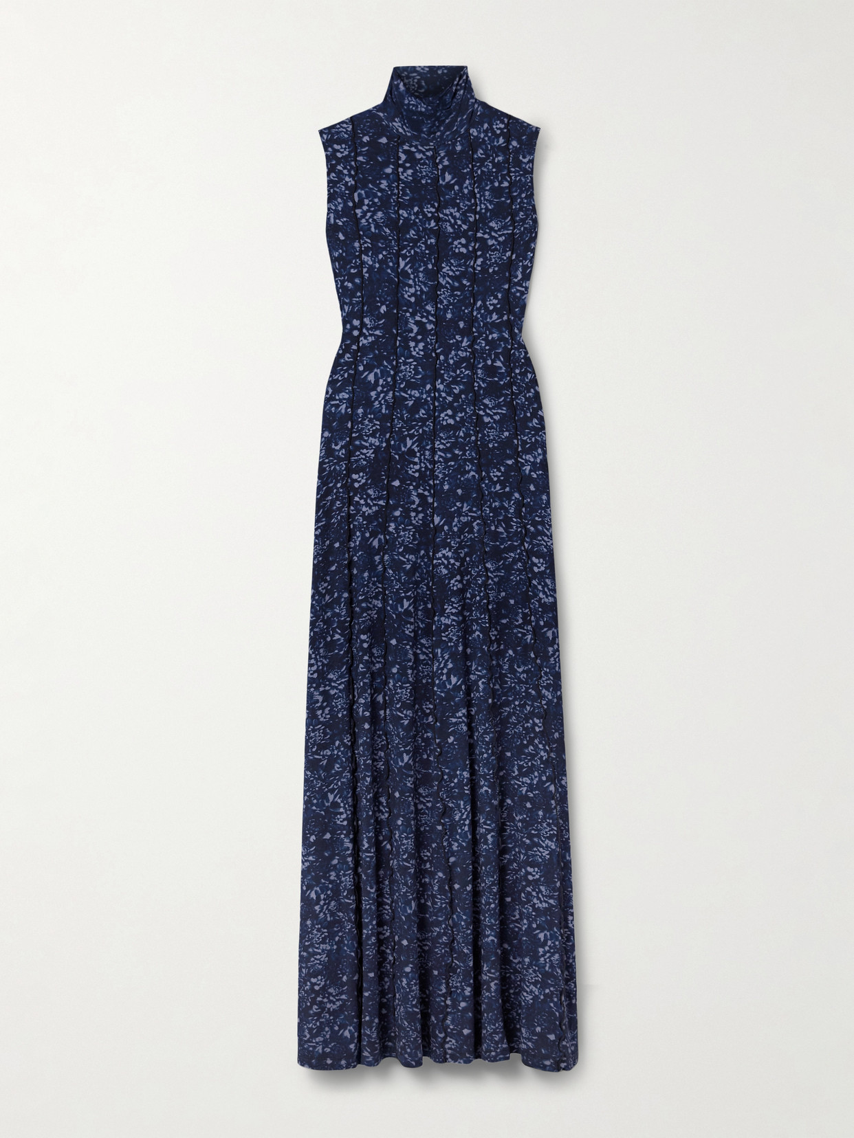Proenza Schouler White Label Valentina Printed Stretch-jersey Turtleneck Maxi Dress In Blue
