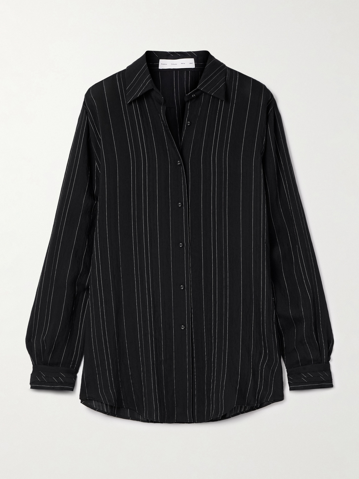 Proenza Schouler White Label Raven Striped Voile Shirt In Black