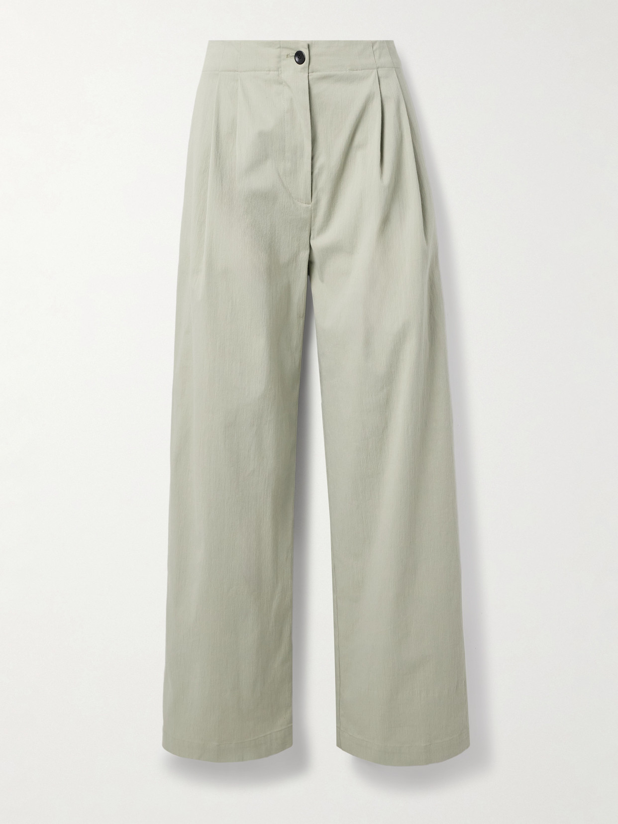 Proenza Schouler White Label Romina Pleated Cotton-blend Wide-leg Pants In Green
