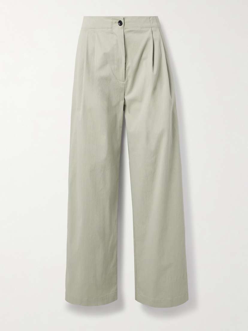 Proenza Schouler White Label Romina Pleated Cotton-blend Wide-leg Pants