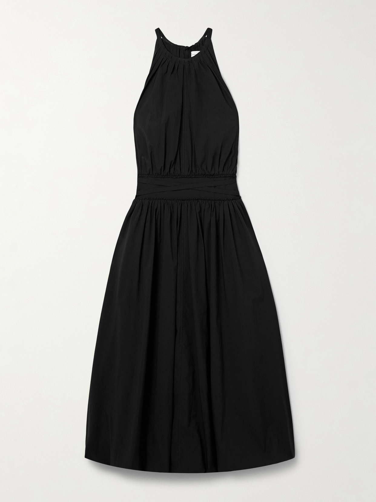 Proenza Schouler White Label Wylie Belted Gathered Poplin Midi Dress In Black