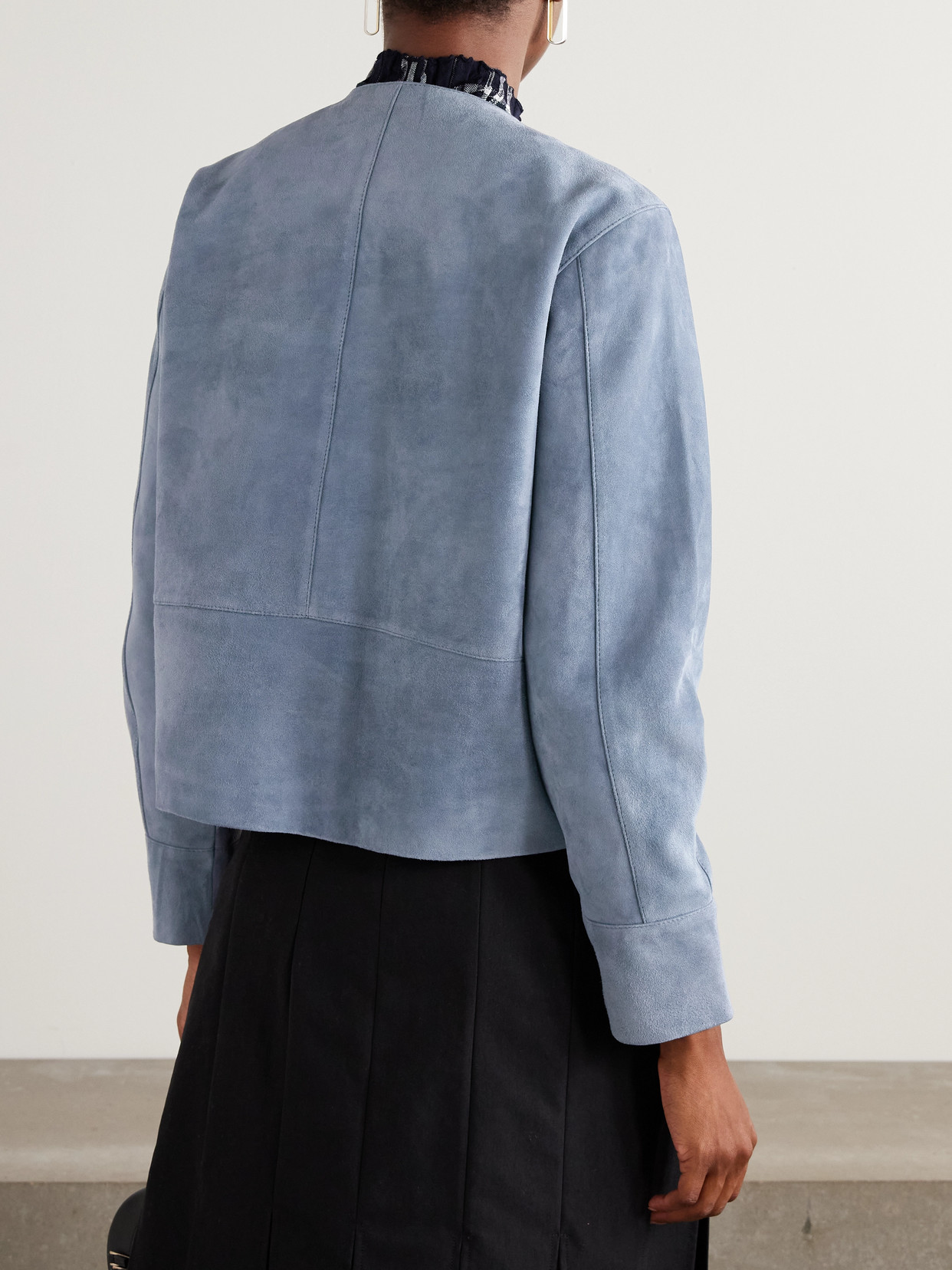 Proenza Schouler White Label Robin Paneled Suede Jacket In Blue