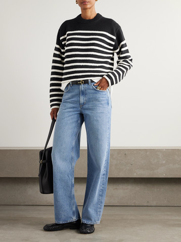 Proenza Schouler White Label Nia cropped striped cotton-blend sweater