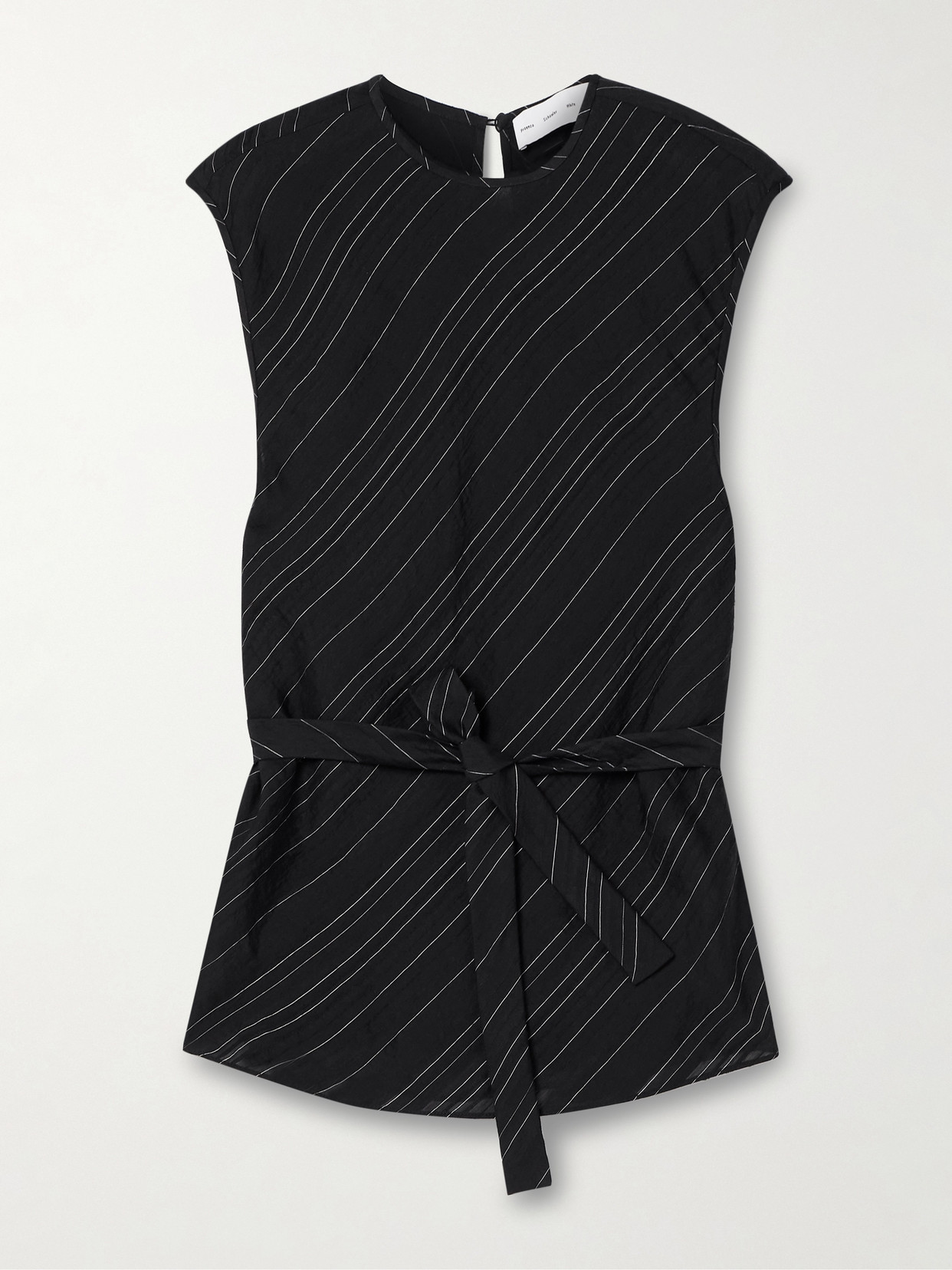 Proenza Schouler White Label Trina Belted Striped Voile Top In Black