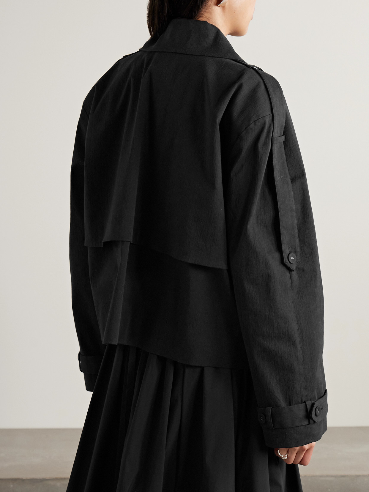 Proenza Schouler White Label Yasmin Cropped Cotton-twill Trench Coat In Black