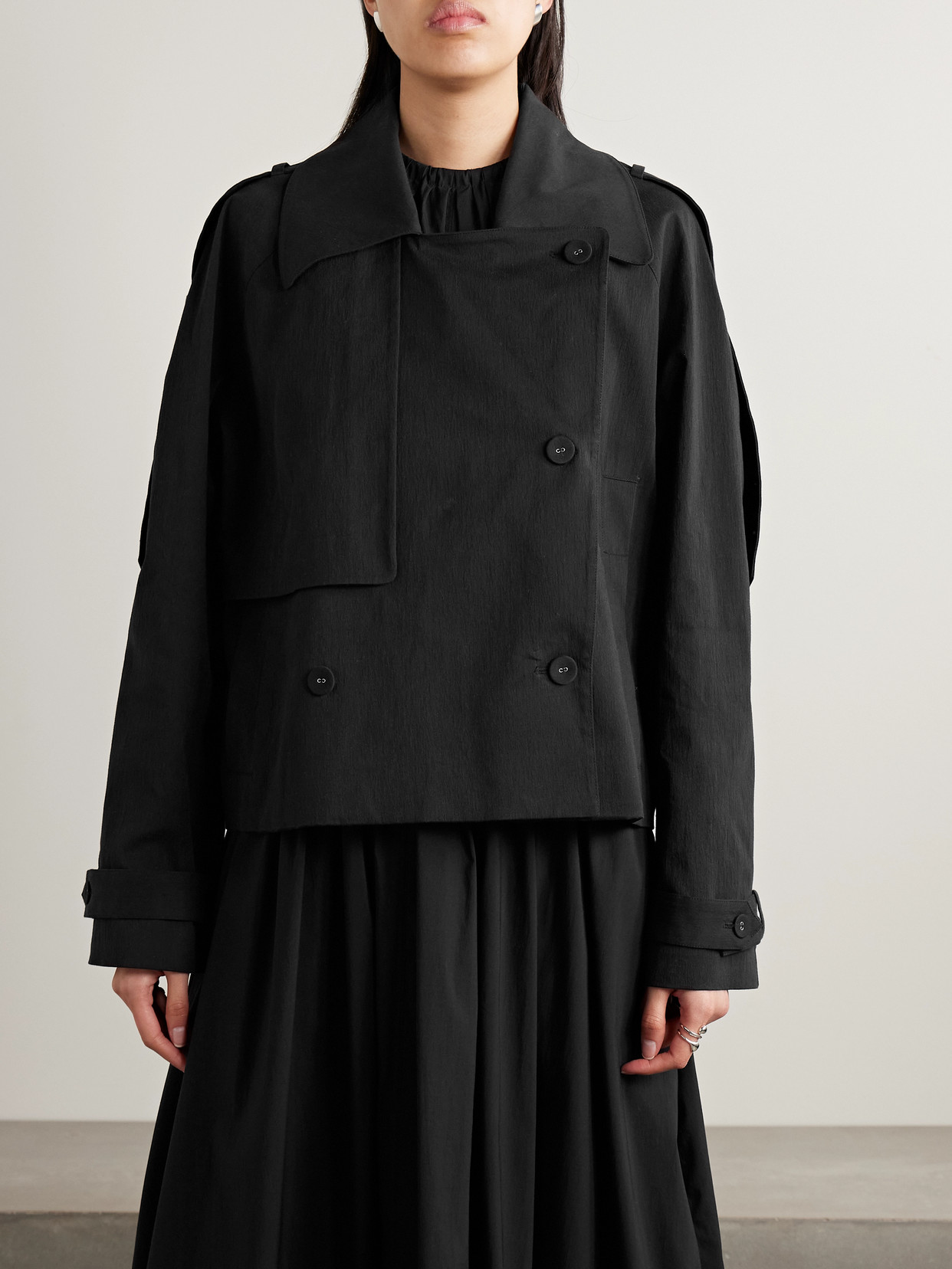 Proenza Schouler White Label Yasmin Cropped Cotton-twill Trench Coat In Black
