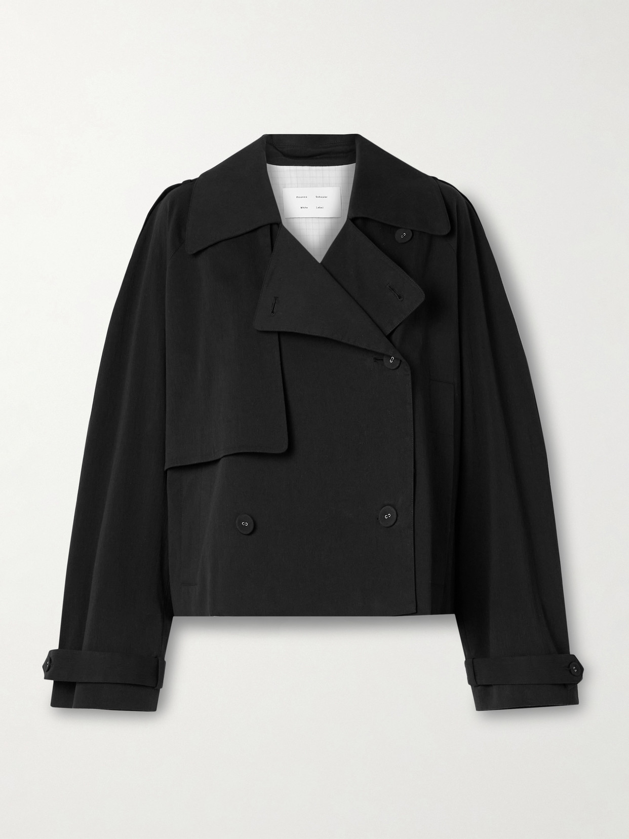 Proenza Schouler White Label Yasmin Cropped Cotton-twill Trench Coat In Black