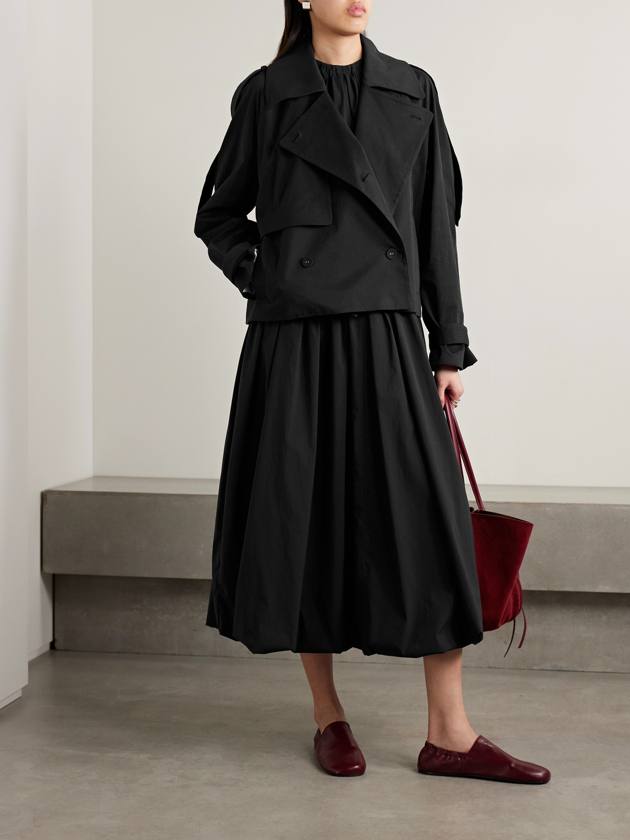 Proenza Schouler White Label Yasmin Cropped Cotton-twill Trench Coat In Black