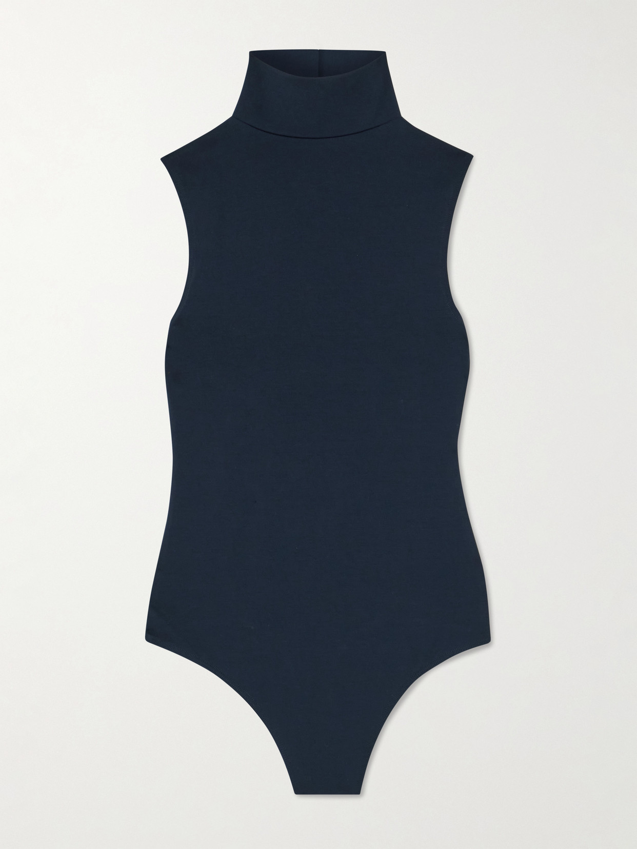 The Park Joyce Stretch-tencel™ Lyocell-jersey Turtleneck Thong Bodysuit In Blue