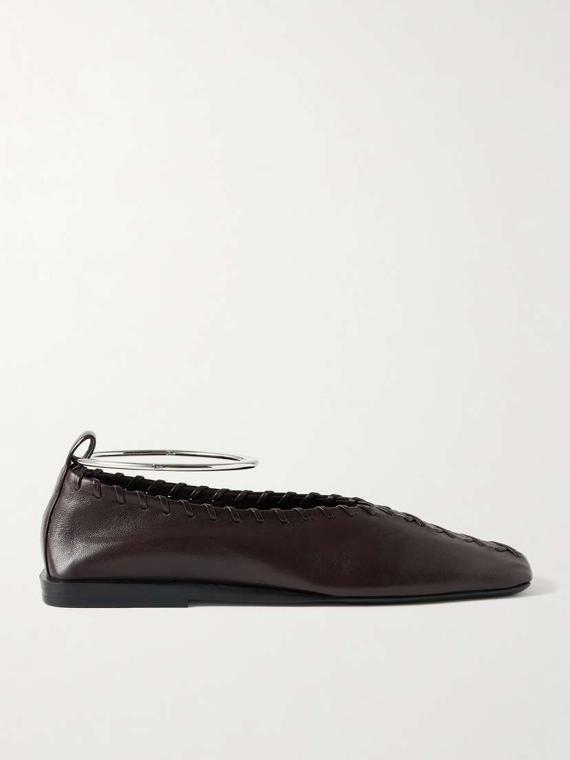 Jil Sander Ring Whipstitch-trimmed Leather Ballet Flats