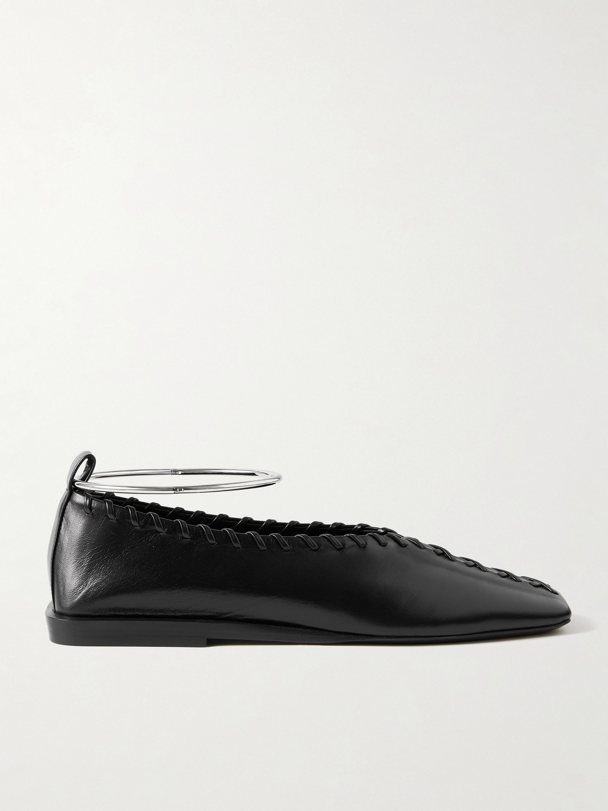 Jil Sander Ring Whipstitch-trimmed Leather Ballet Flats