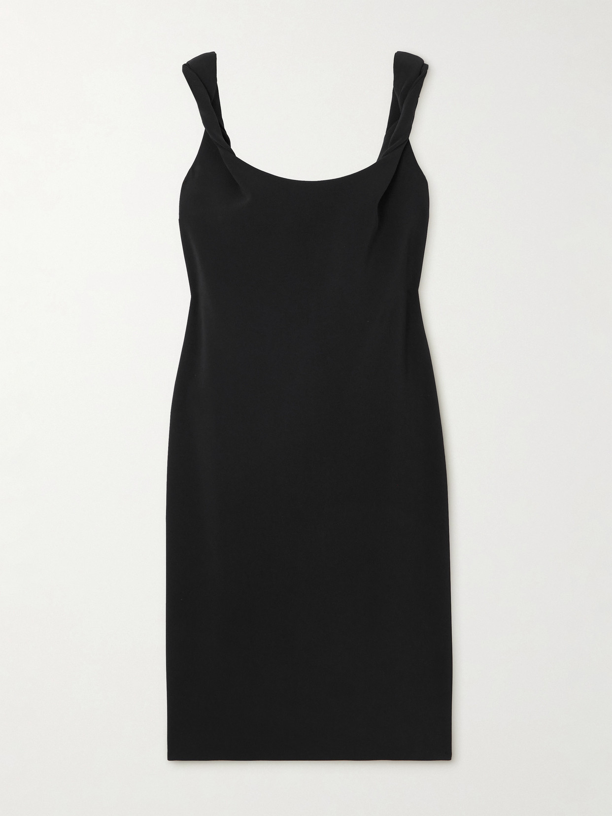 Another Tomorrow Twisted Crepe Dress In Black